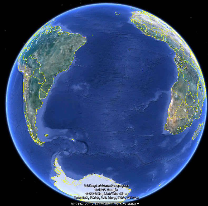 earth south atlantic ocean map